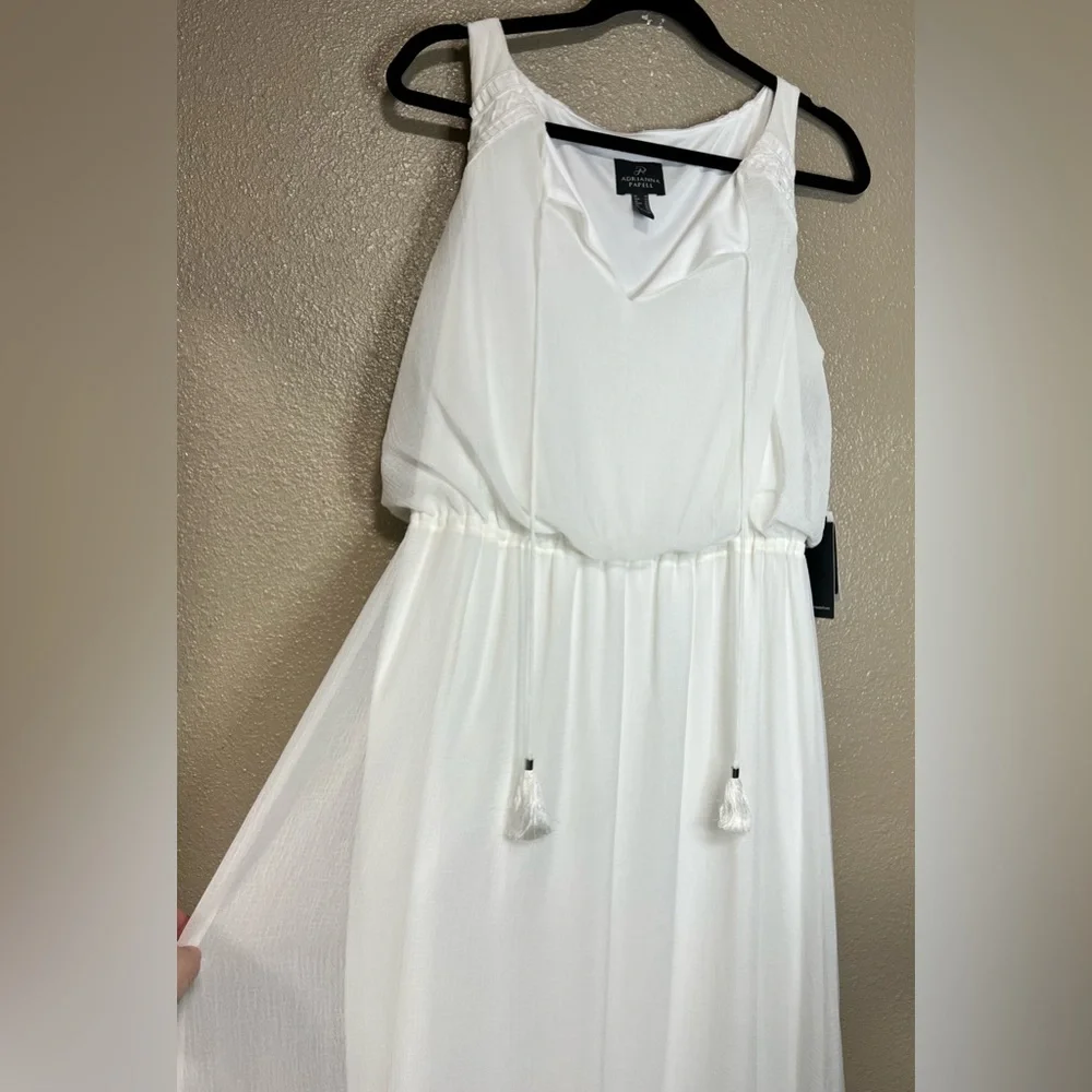NWT Adrianna Papell Elegant Ivory Chiffon Sleeveless Maxi Dress Boho Vacation - Picture 8 of 15